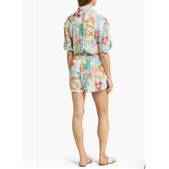 Elan Floral Drawstring waist romper size M - Picture 2 of 6